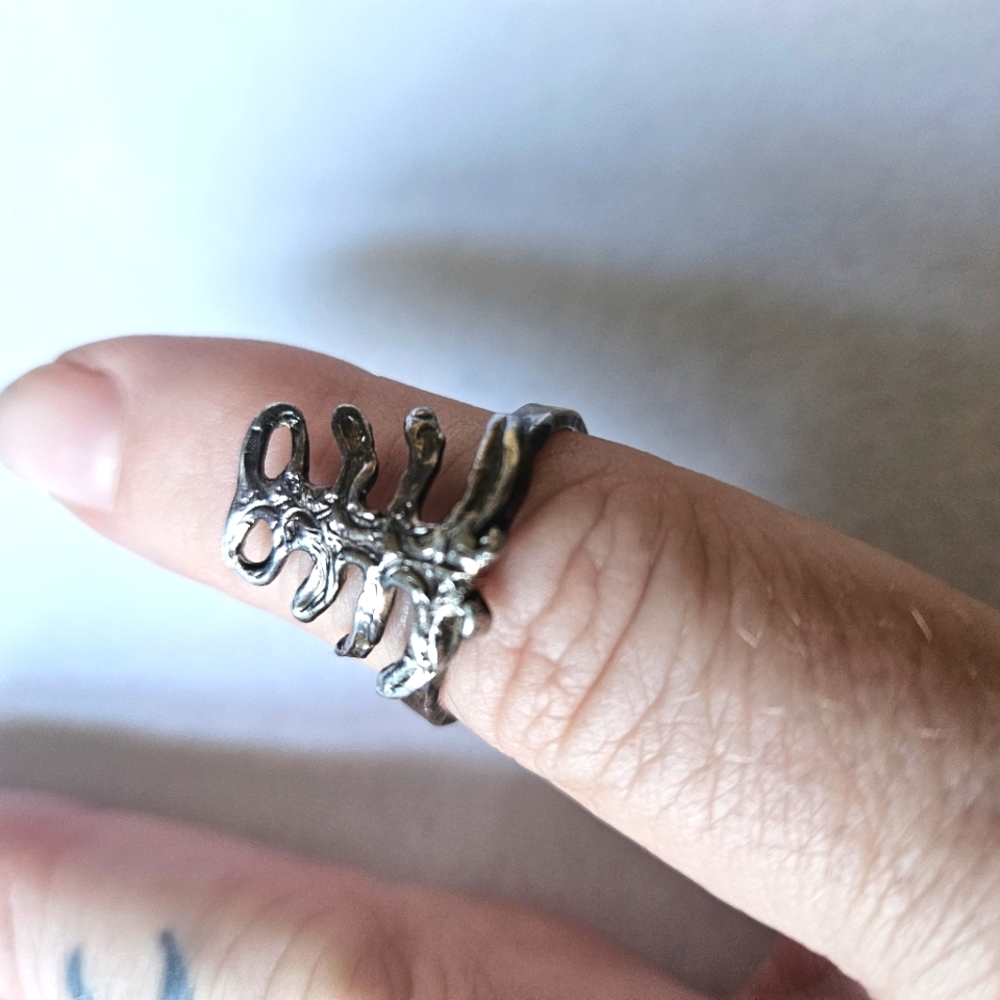 Odette sterling rib cage ring